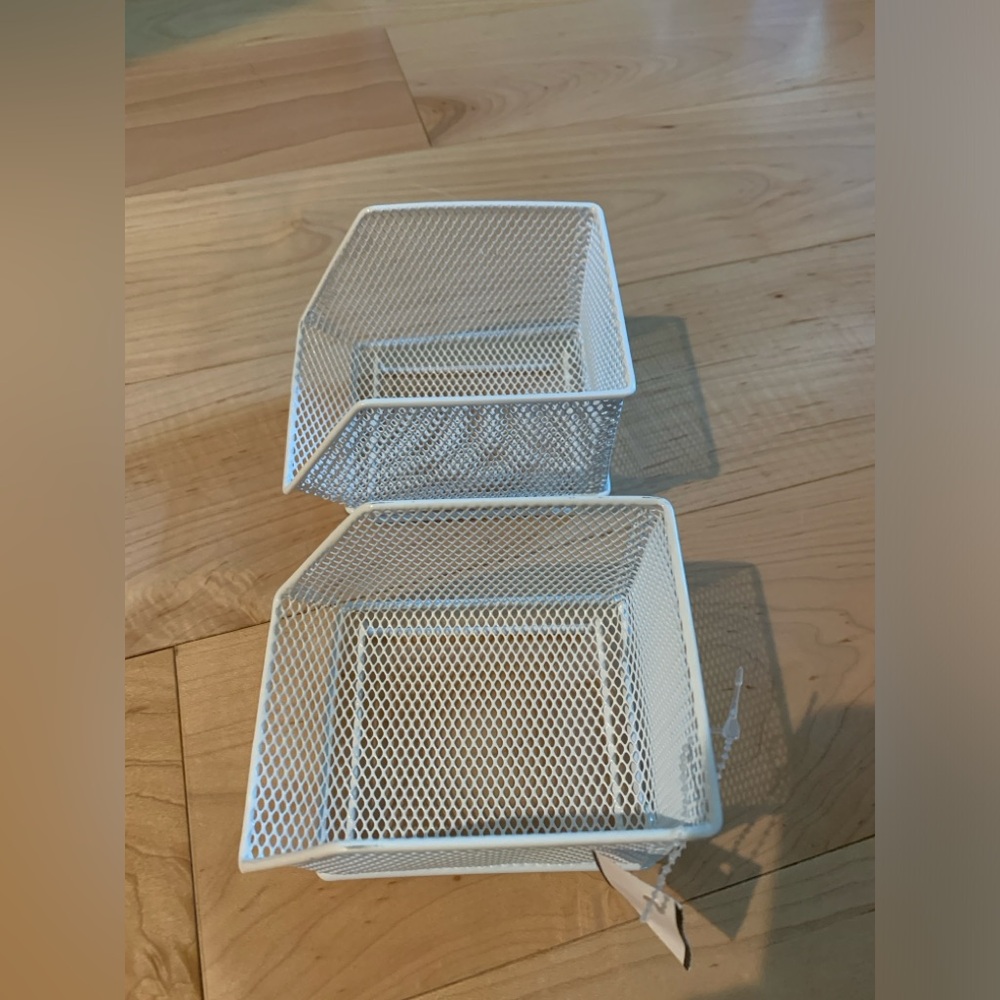 Container Store Stackable White Office Organizer Trays